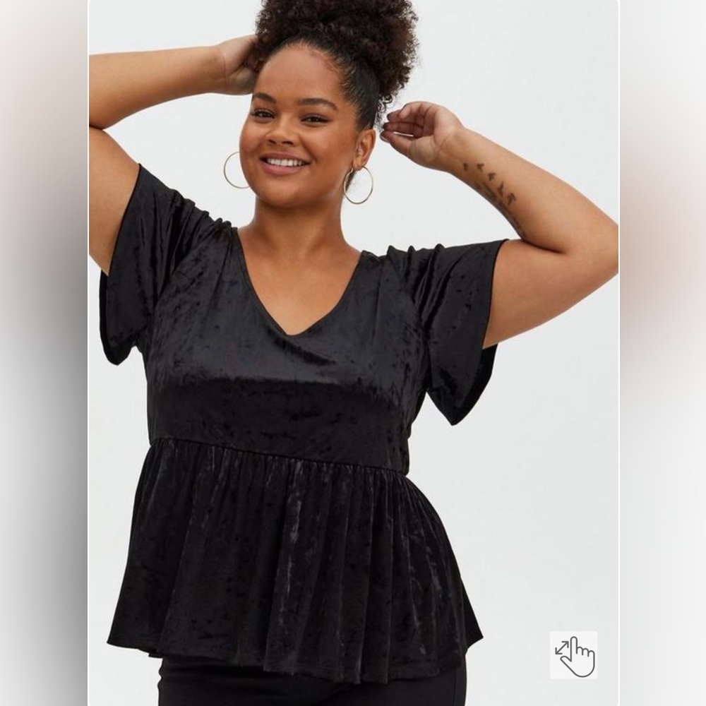 Babydoll Velvet V-Neck Flutter Sleeve Midi Top